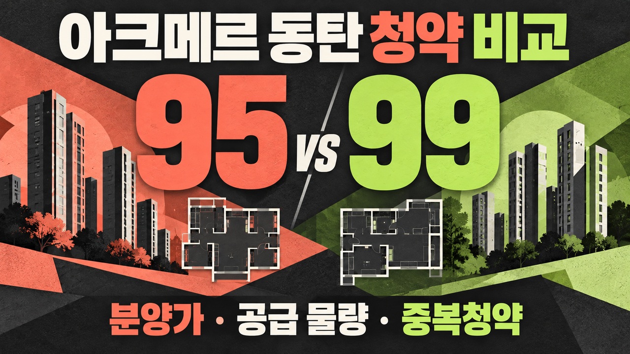 아크메르 동탄95·99 청약 비교, 분양가·공급 물량·중복청약 차이는?